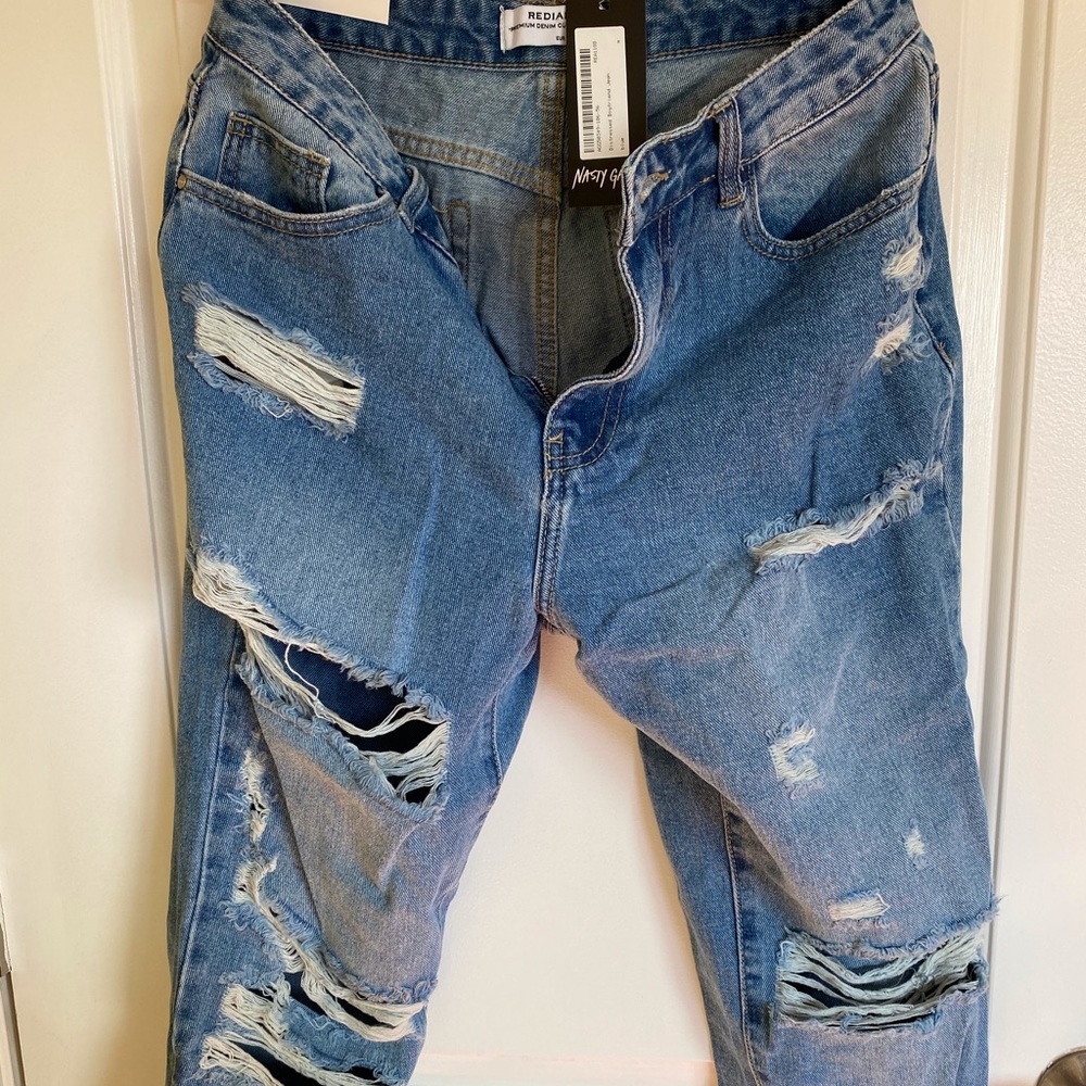 Nasty Gal Distressed Boyfriend Jeans US size 10